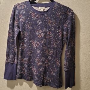 Sundance | Women’s Floral Thermal Long Sleeve Button Cuff Top Size Medium